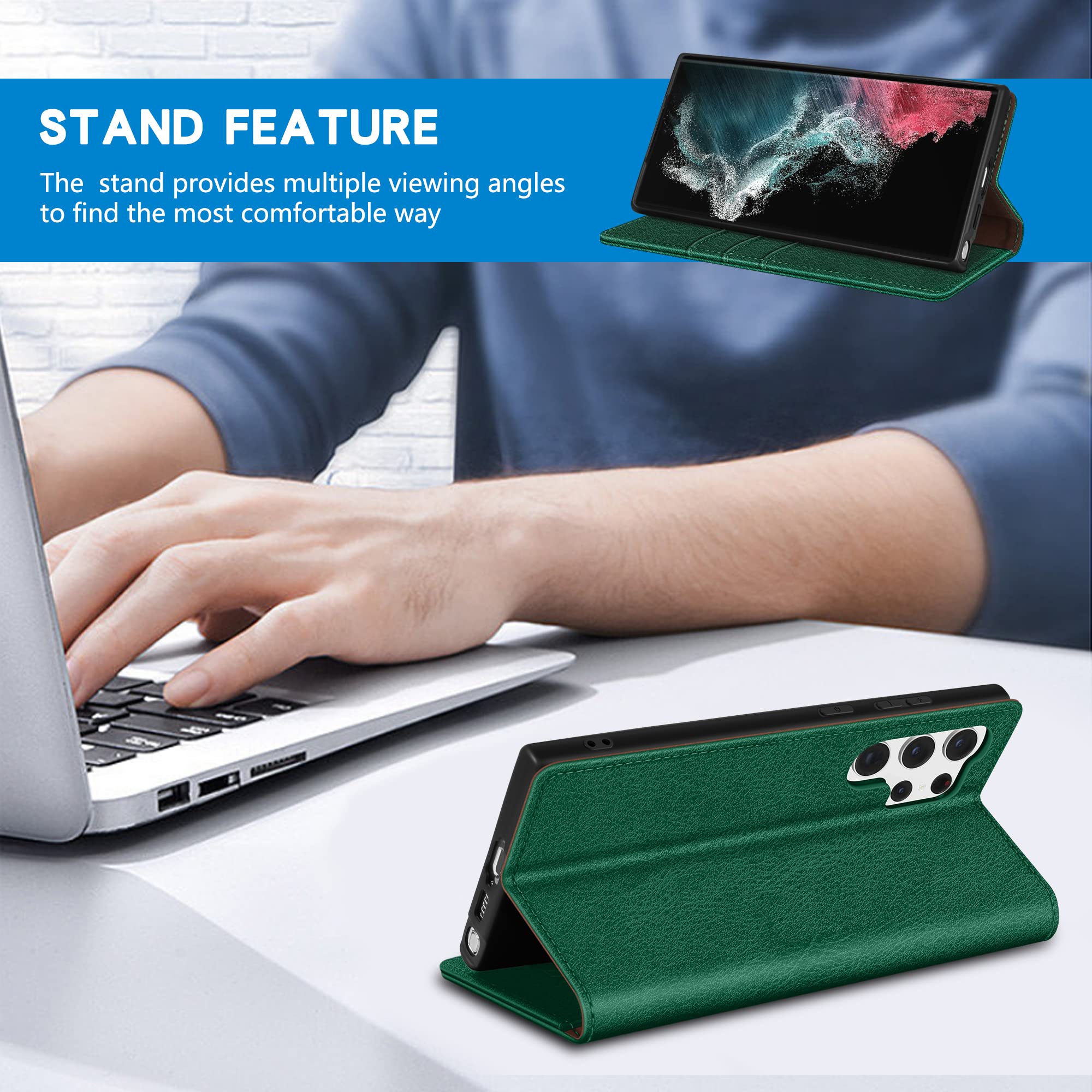 Amazon.com: ZZXX Samsung Galaxy S22 Ultra 5G Wallet Case, Green